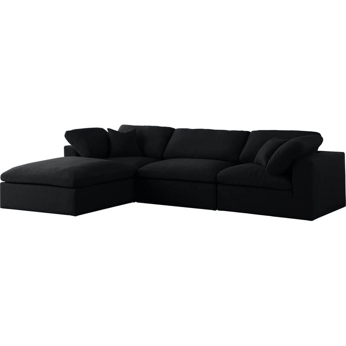Black Linen Fabric Modular Sectional H12452