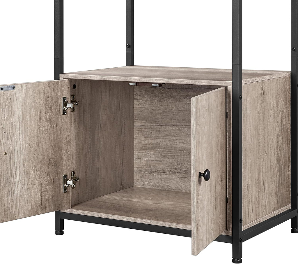 4-Tier Kitchen Bakers Rack with Storage Cabinet and Hutch L9584