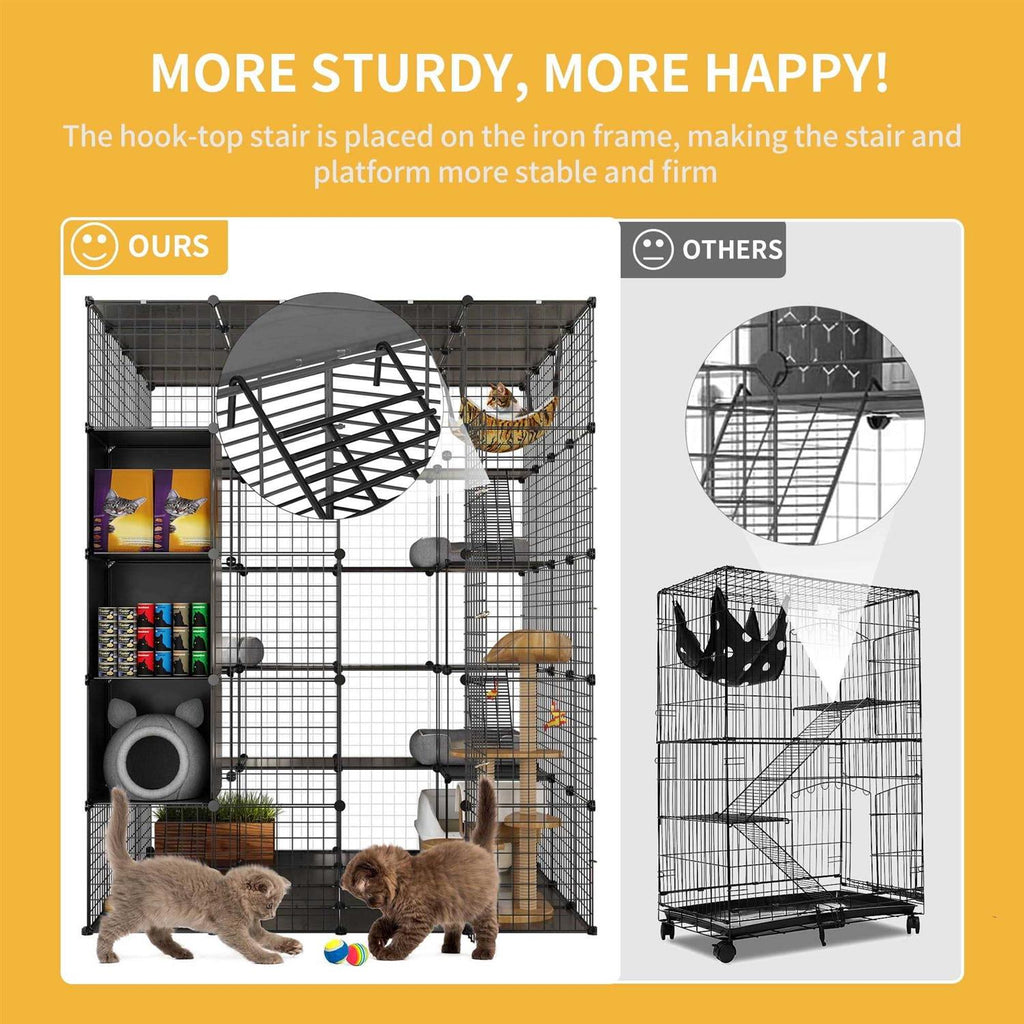 5-Tier Metal Cat Cage with Cube Storage N618