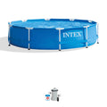 10' x 30 Metal Frame Round Above Ground Swimming Pool with Pump V771335