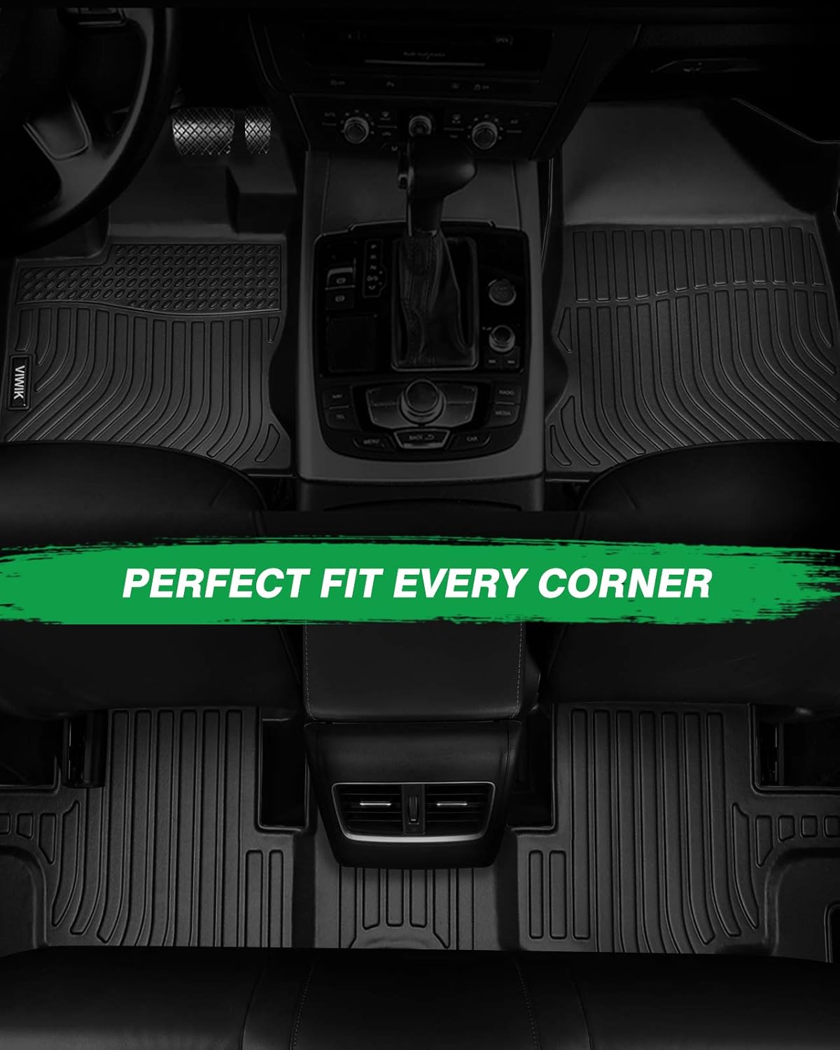All Weather TPE Black Floor Mats Full Set 1st 2nd 3rd Row I67631