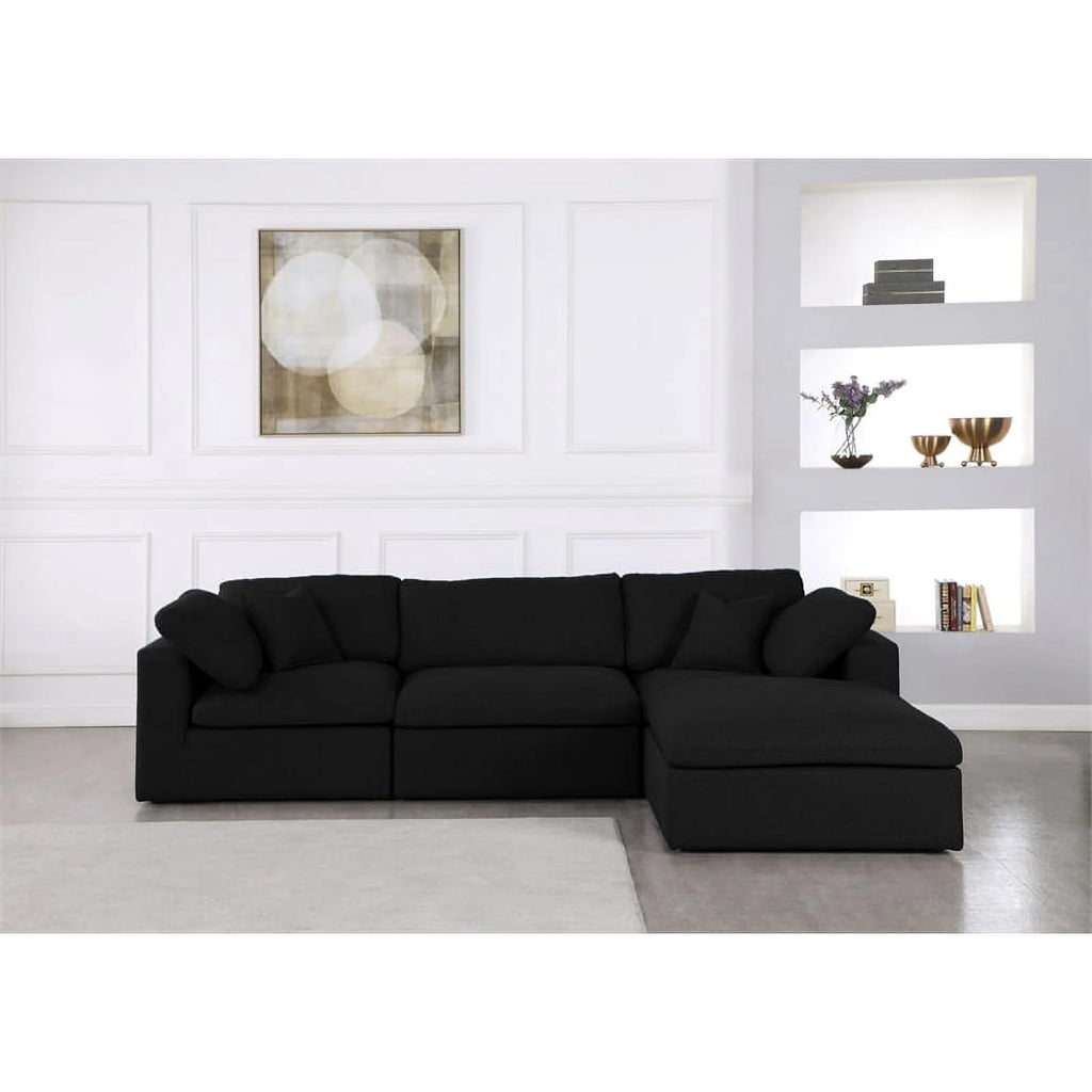 Black Linen Fabric Modular Sectional H12452