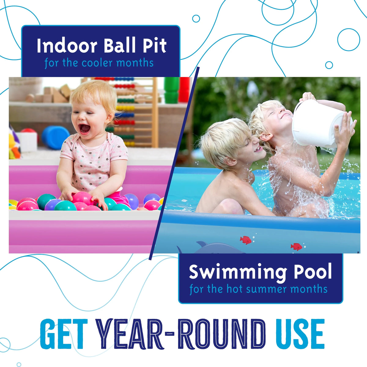Inflatable Swimming Pool with Built-in Air Pump Pink Large A340456