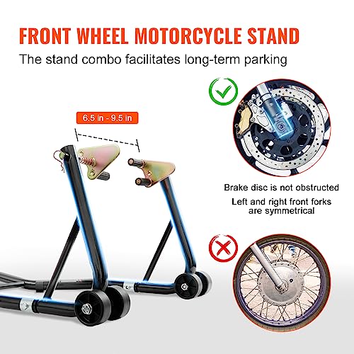 850lbs Motorcycle Stand Lift Front Rear Combo Black R281413