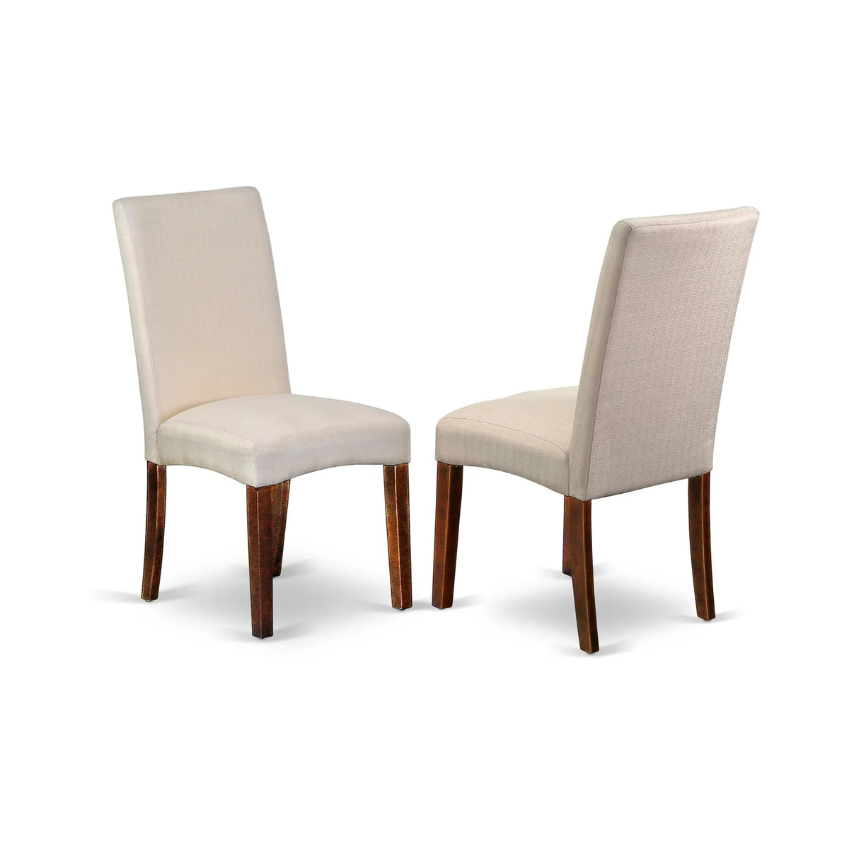 7 Pc Dining Table and 4 Chair with Bench Mahogany Finish Leg Linen Fabric Cream S493