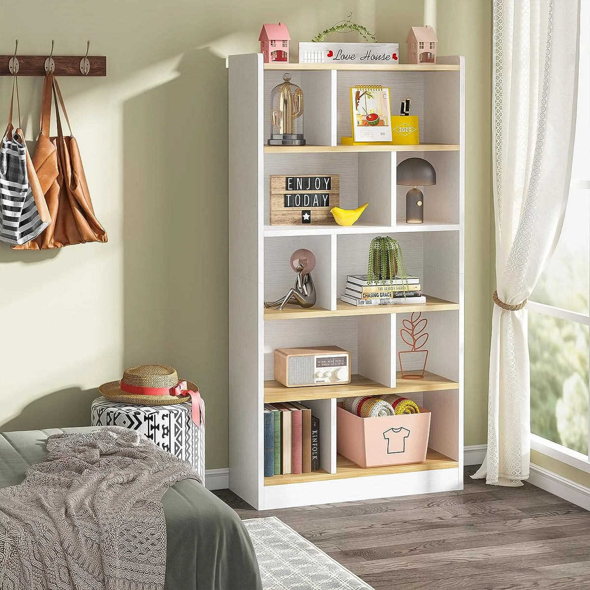 72-inch 6-Tier White Bookcase D55977