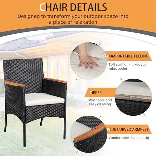 4-Piece Outdoor Wicker Patio Furniture Set with Cushions N9260