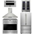 36 Gas Range, Range Hood, Refrigerator, Microwave and Wine Cooler L7115