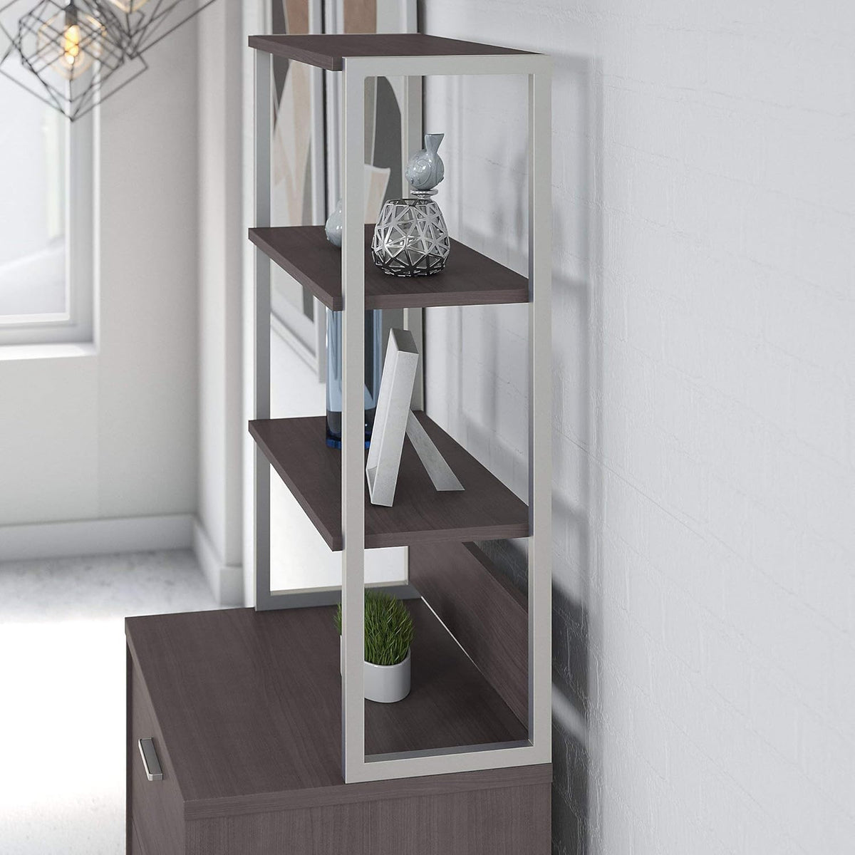 Storm Gray Bookcase with Hutch Y3305