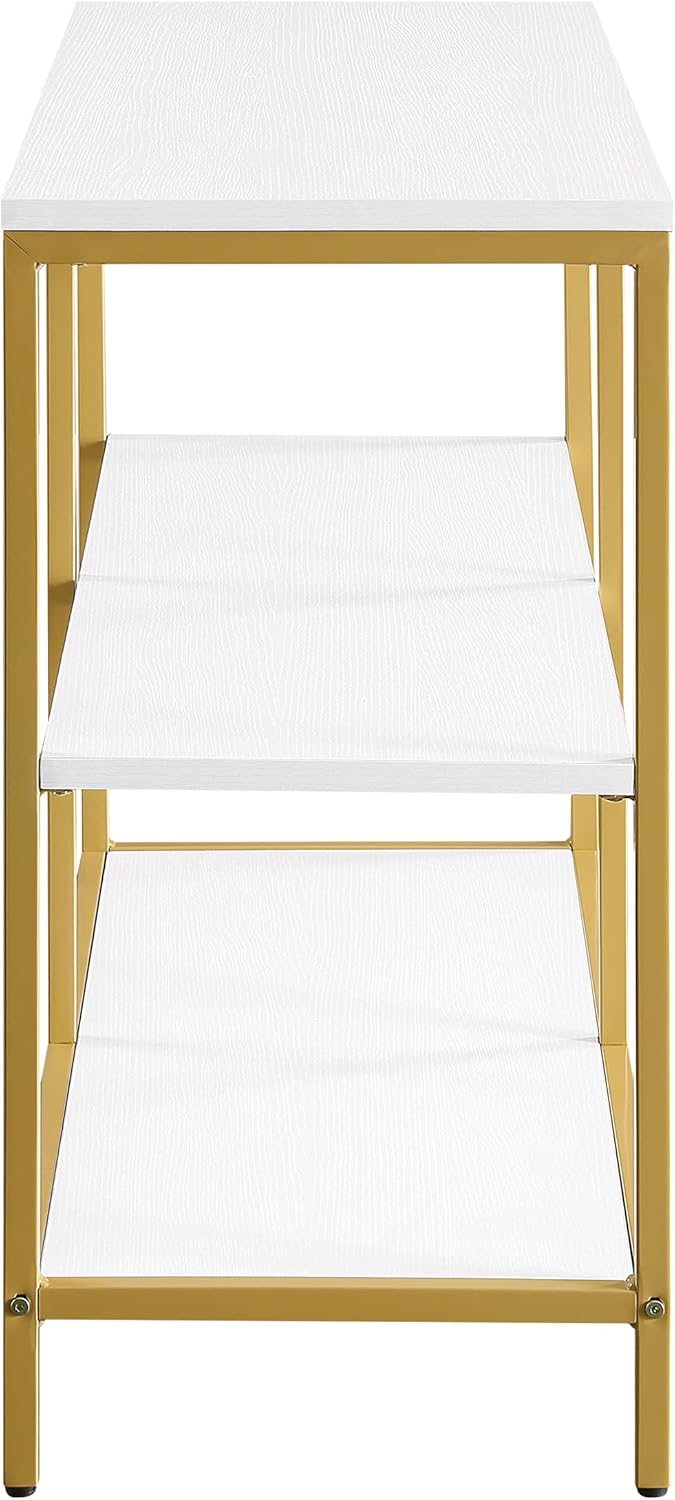 White 3 Shelf Bookcase and Credenza W108322