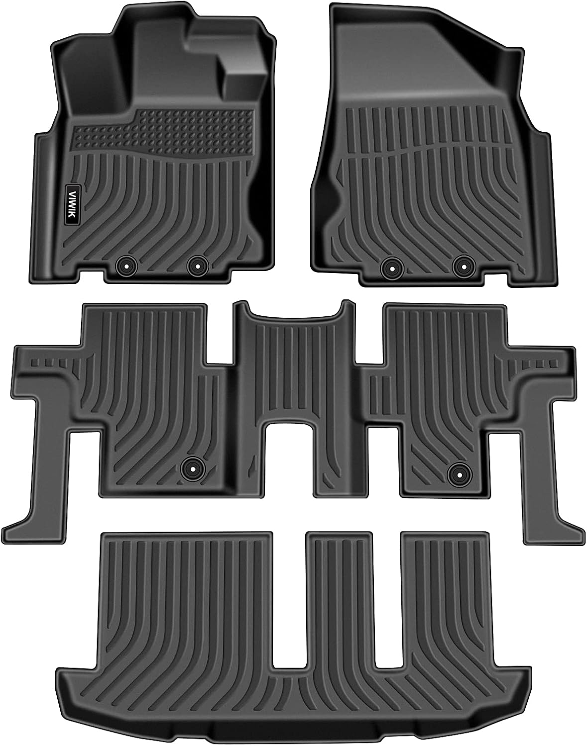 All Weather TPE Black Floor Mats Full Set 1st 2nd 3rd Row I67631