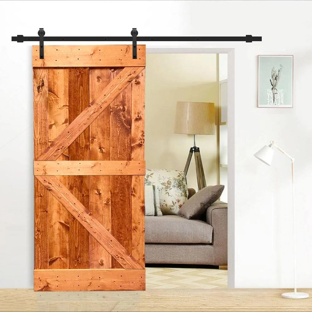 Stained Wood Sliding Barn Door with Hardware Kit Q44605