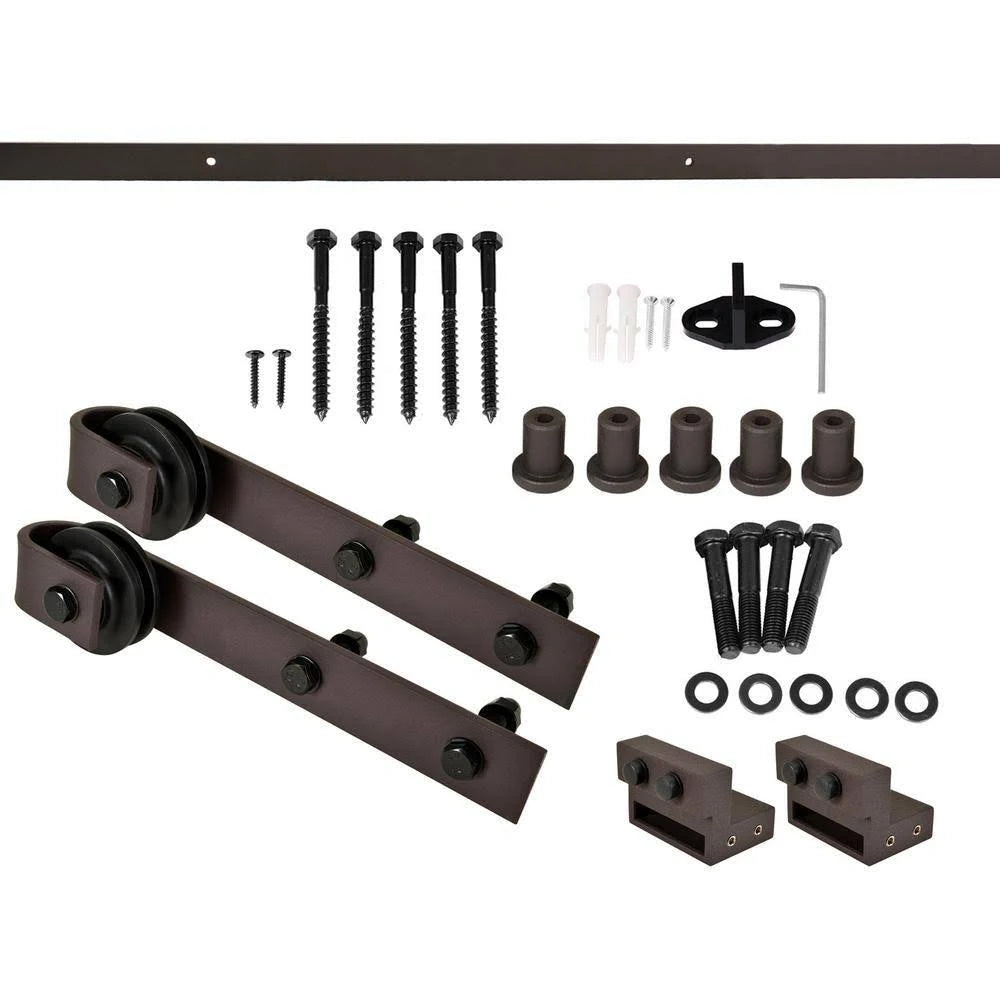 Stained Wood Sliding Barn Door with Hardware Kit Q44605