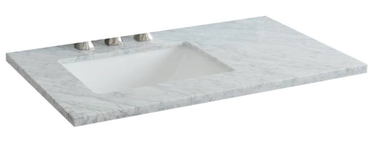 37 Inches White Carrara Top Rectangle Left Sink O61497