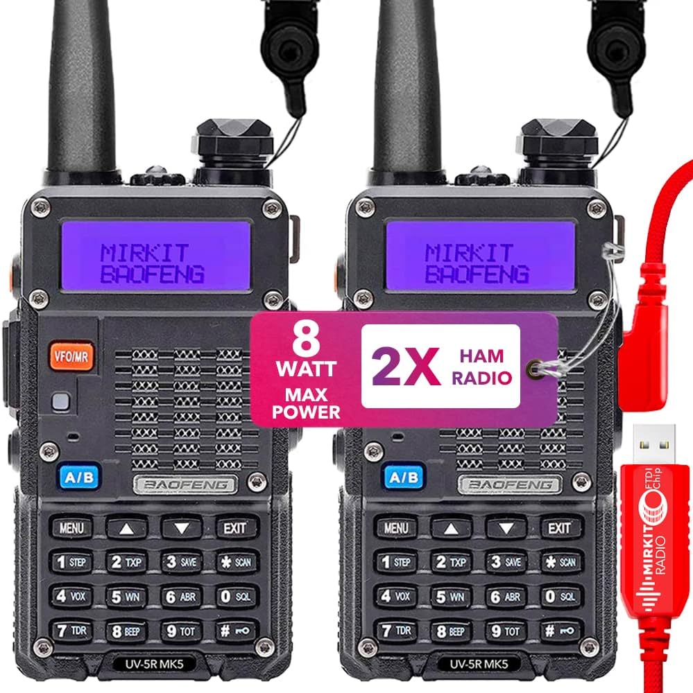 2X 8 Watt Max Power Ham Radios with 1800 mAh Li-ion Battery and Programming Cable I427