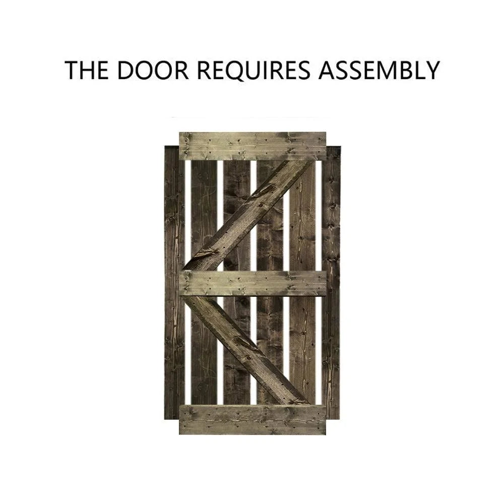 Stained Wood Sliding Barn Door with Hardware Kit Q44605