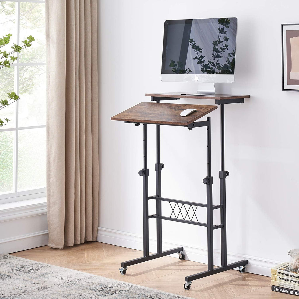 Black Wood Grain Adjustable Height Standing Desk M897772
