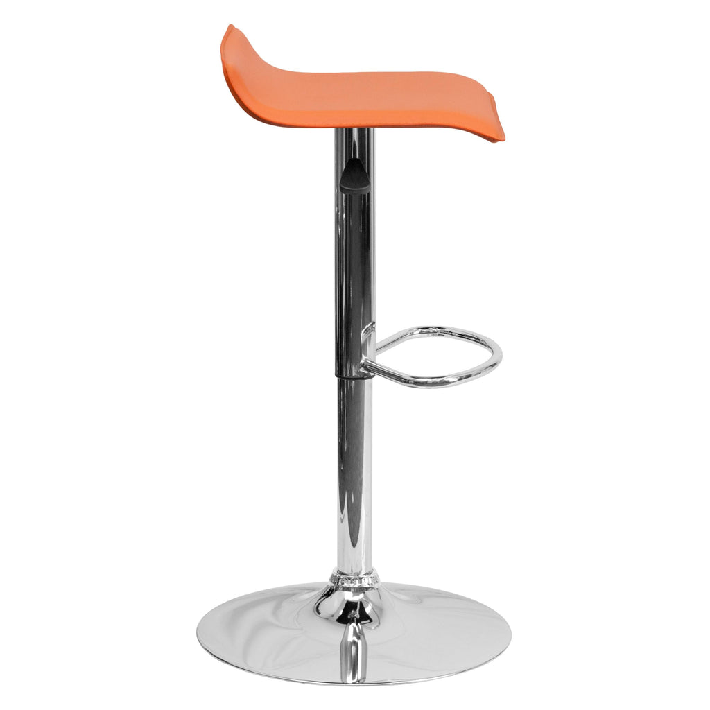 Black Vinyl Adjustable Height Barstool with Chrome Base H146304