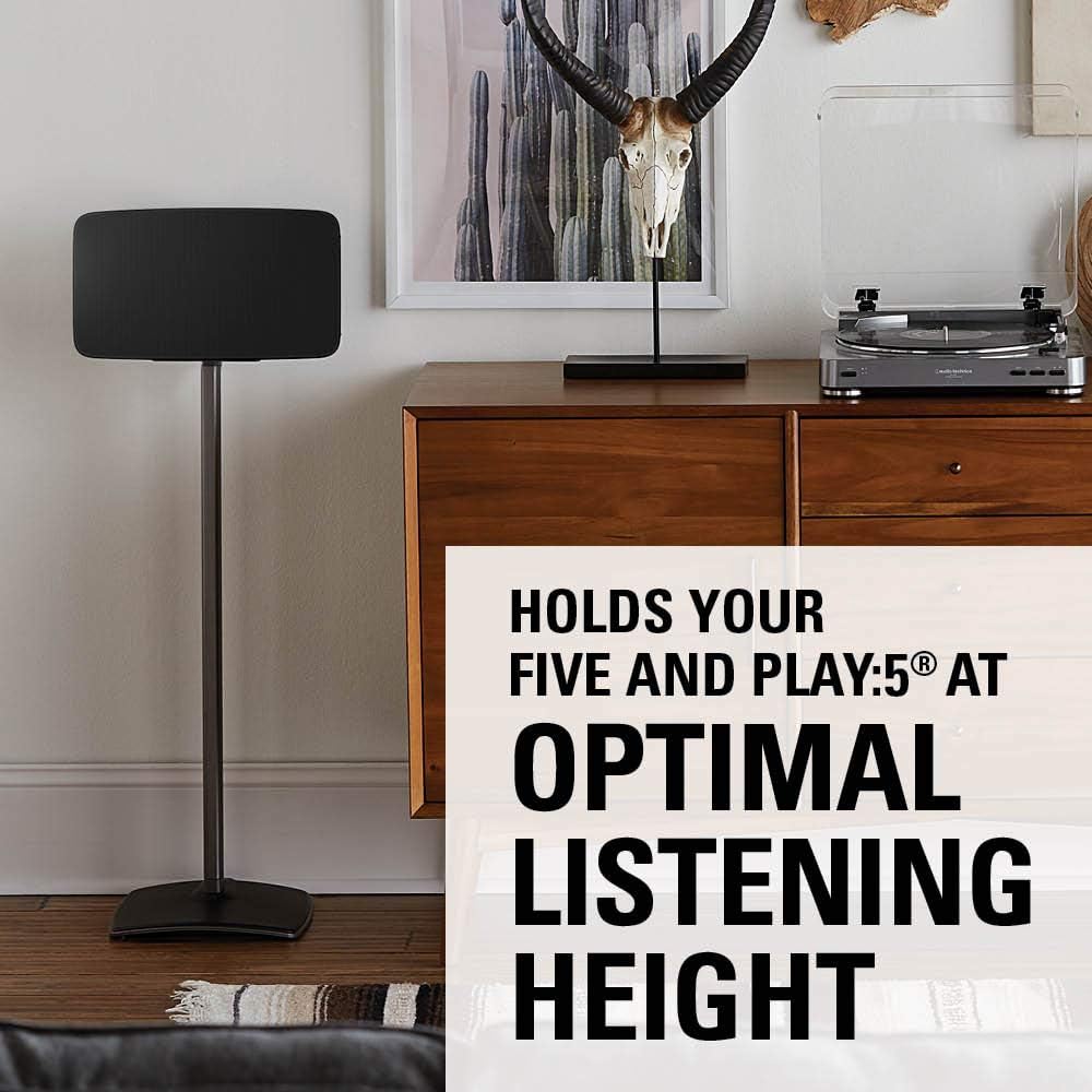 Black Wireless Speaker Stand with Cable Management R93041