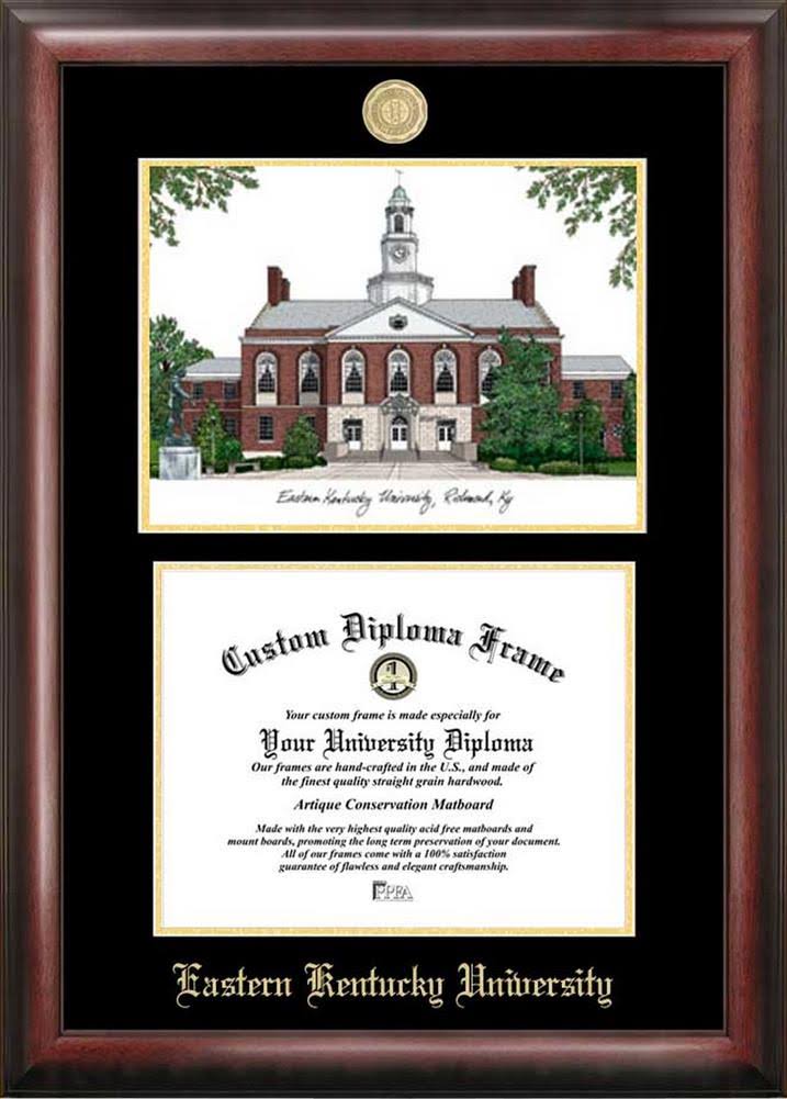 Gold Embossed Diploma Frame with Campus Images Lithograph S201