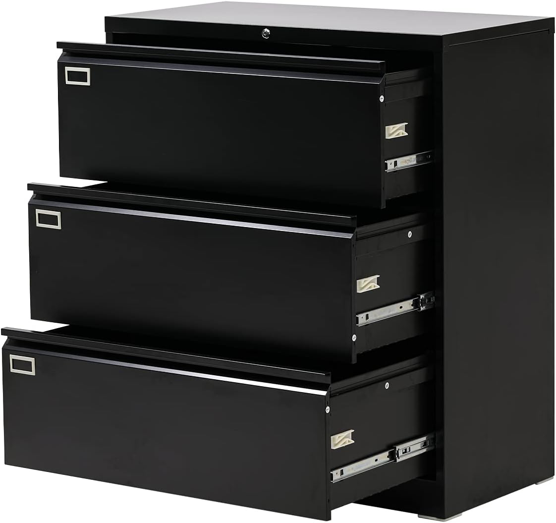 White 4 Drawer Metal Lateral File Cabinet with Lock P170461