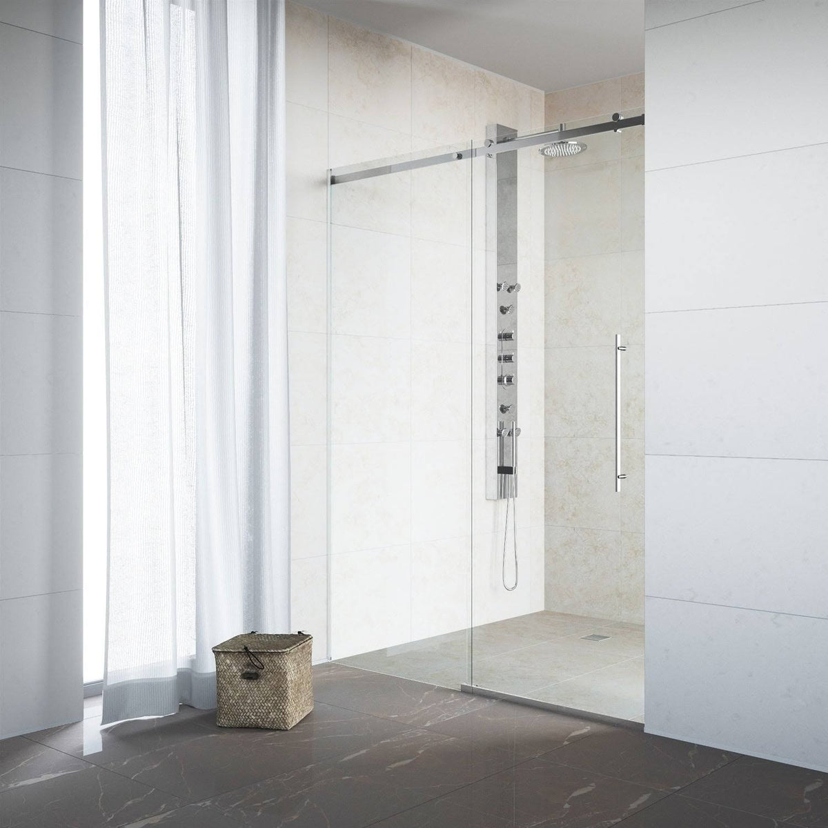60-Inch Frameless Shower Door with Clear Glass Y388217