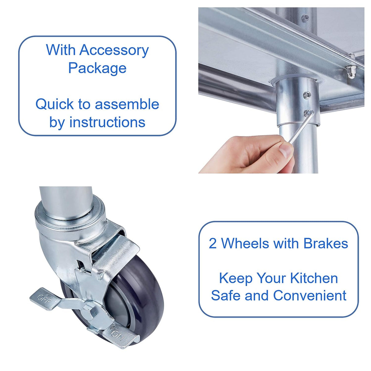Stainless Steel Table with Caster Wheels J459