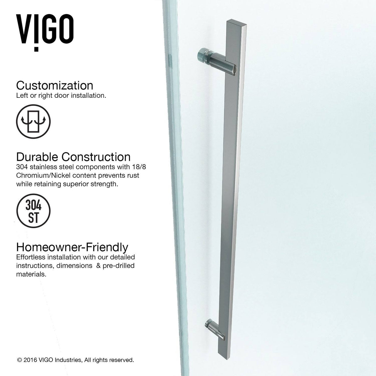 60-Inch Frameless Shower Door with Clear Glass Y388217