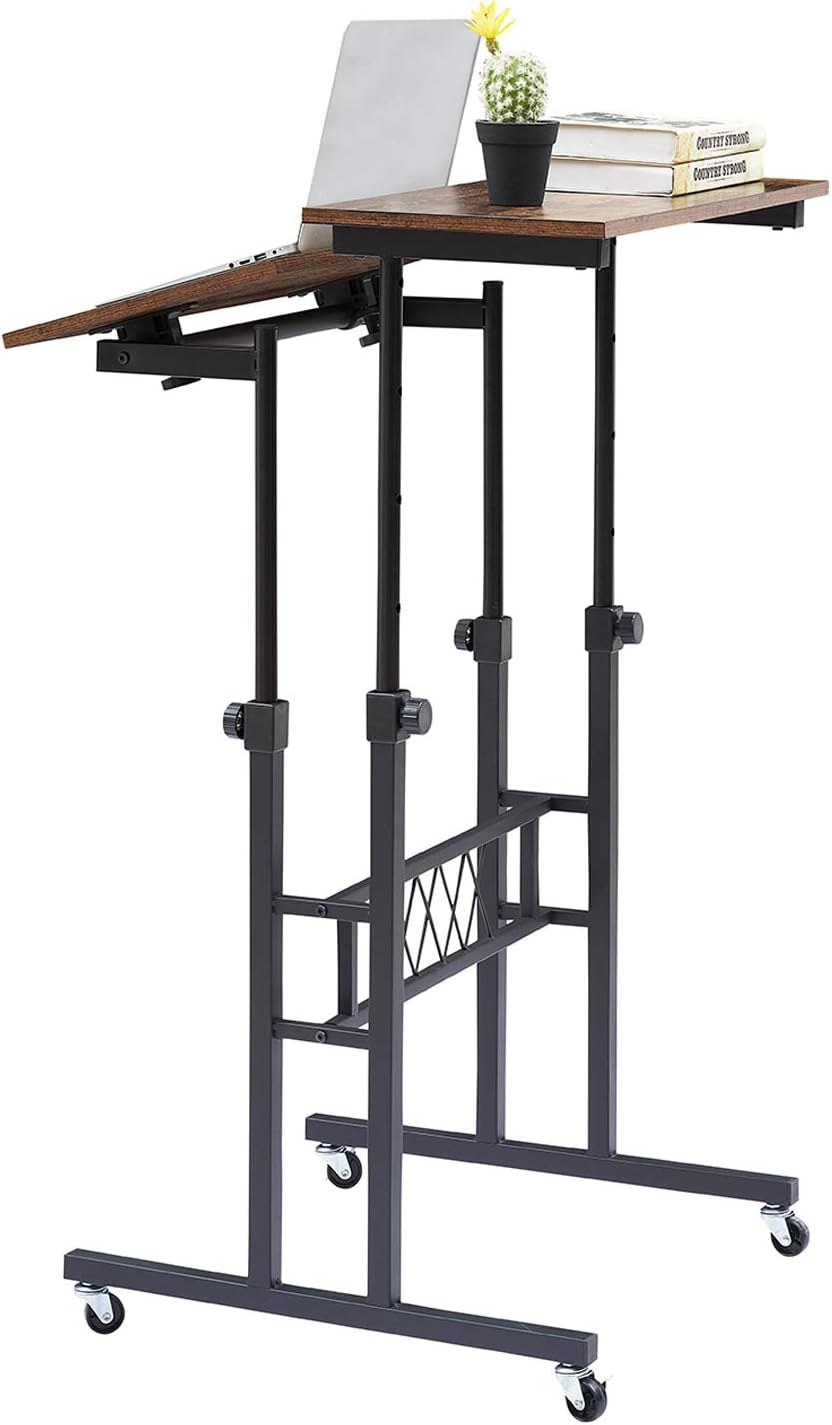 Black Wood Grain Adjustable Height Standing Desk M897772