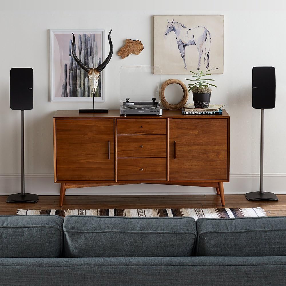Black Wireless Speaker Stand with Cable Management R93041