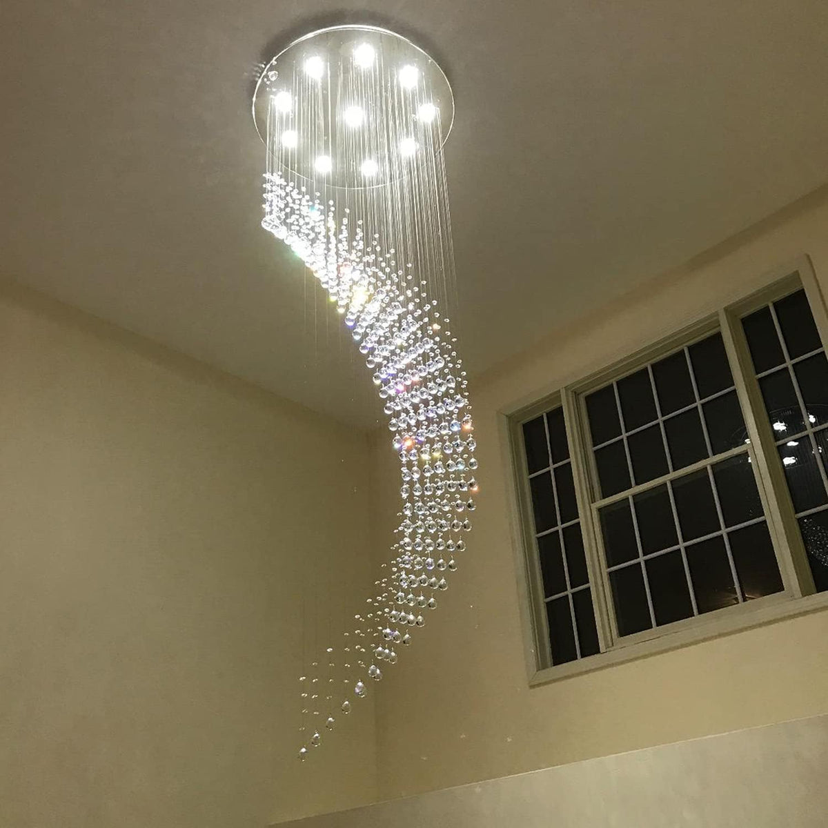 Large Crystal LED Chandelier Ceiling Light, 10 Lights N689938