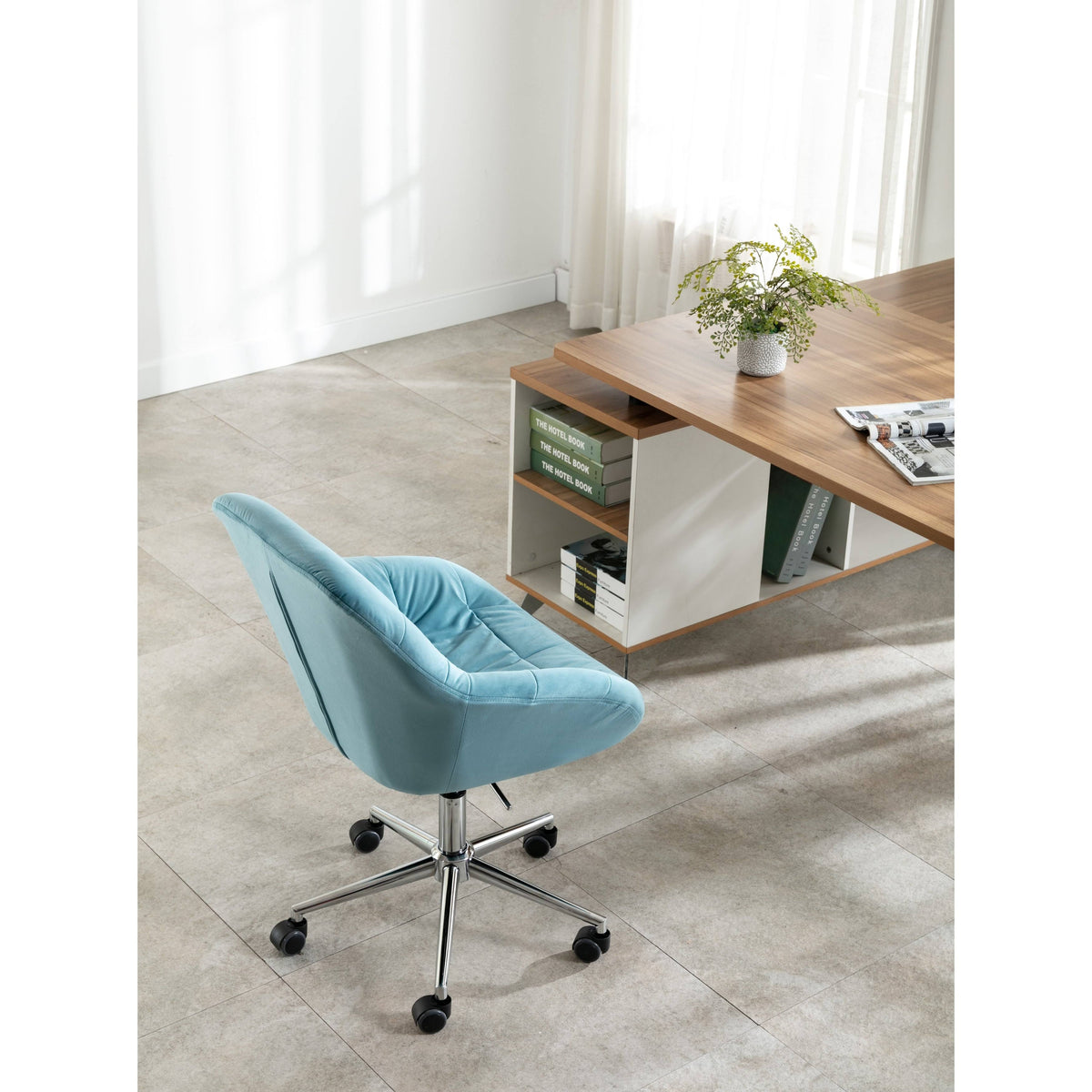 Fabric Upholstered Swivel Ergonomic Adjustable Height Task Chair Dark Grey B50136
