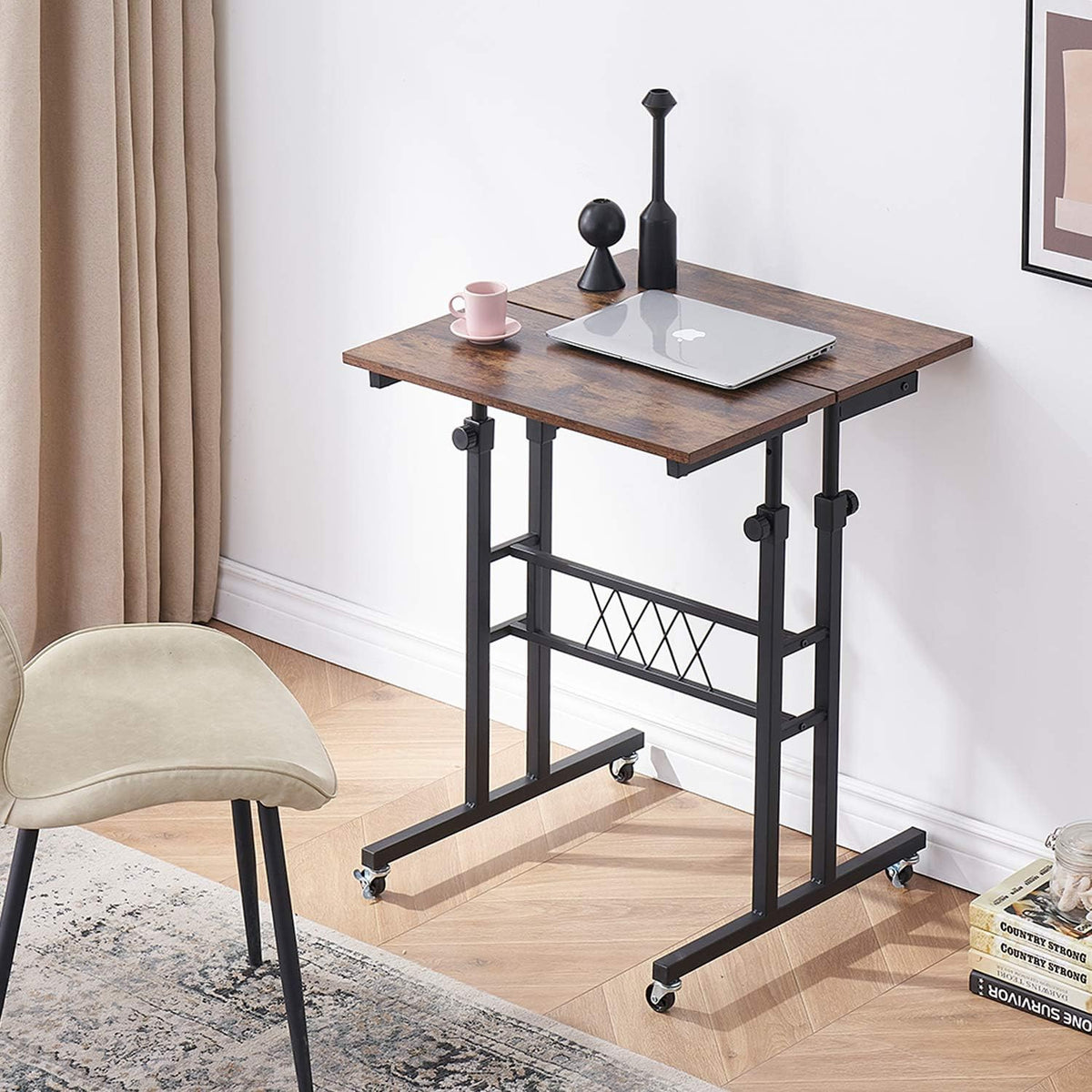 Black Wood Grain Adjustable Height Standing Desk M897772