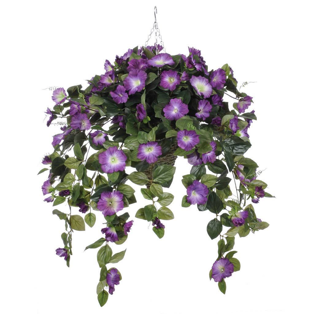 Artificial Petunia Hanging Plant in Cone Basket Q271