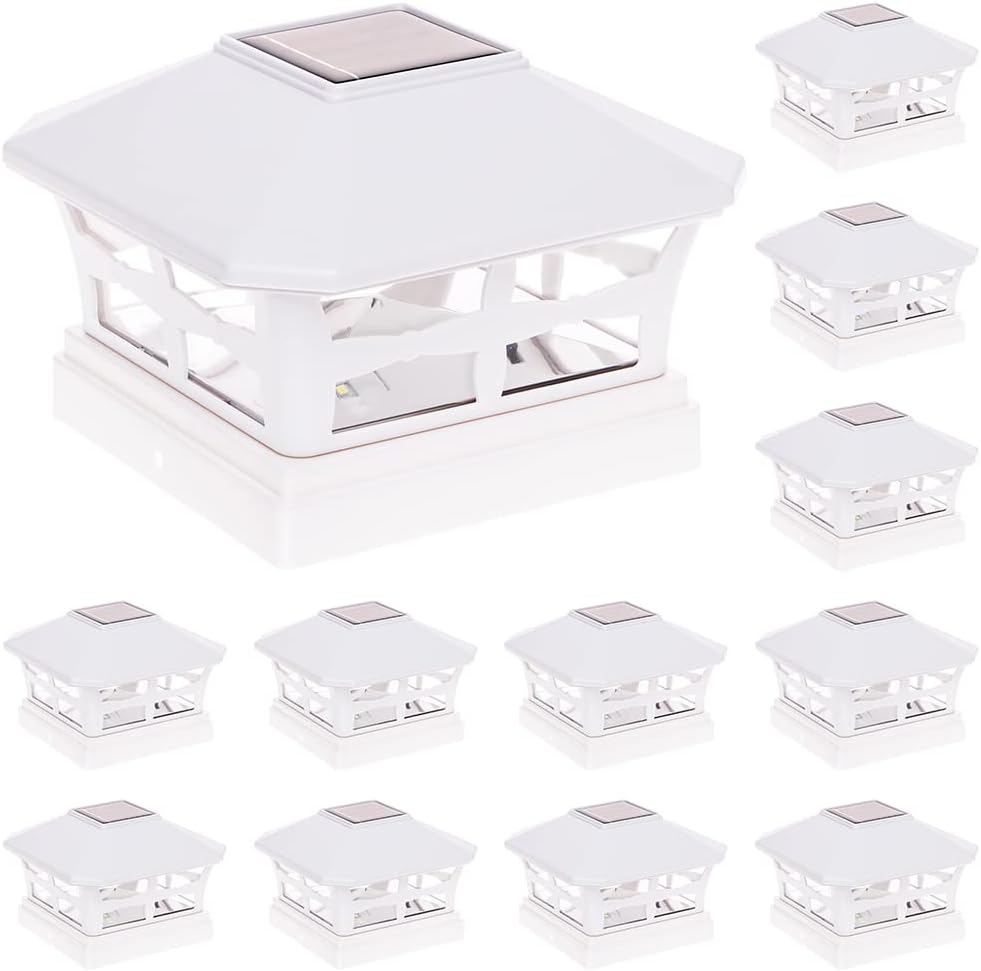 8 Pack White Solar Powered Post Cap Light X83230