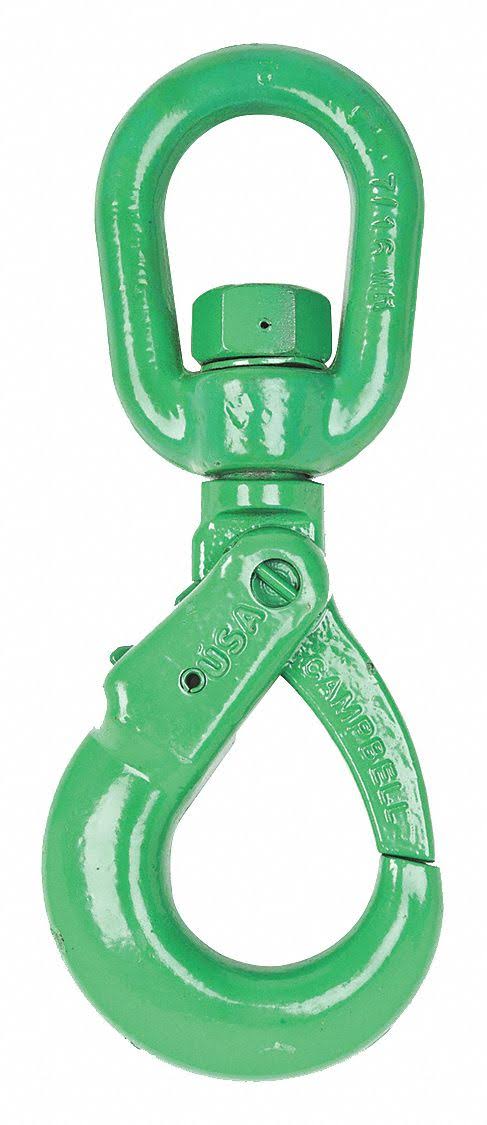 5/8in Grade 100 Painted Green Swivel Self Locking Hook Q85676