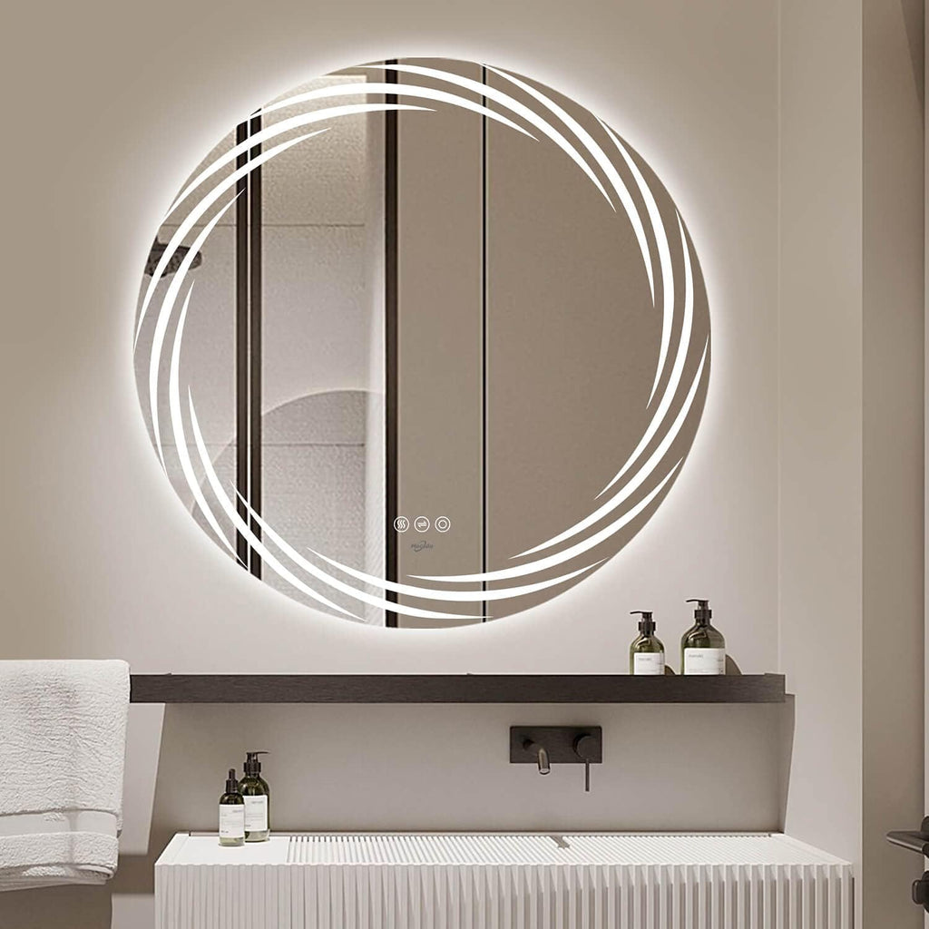 32 x 32 LED Backlit Anti-Fog Wall Mounted Bathroom Vanity Mirror T6230