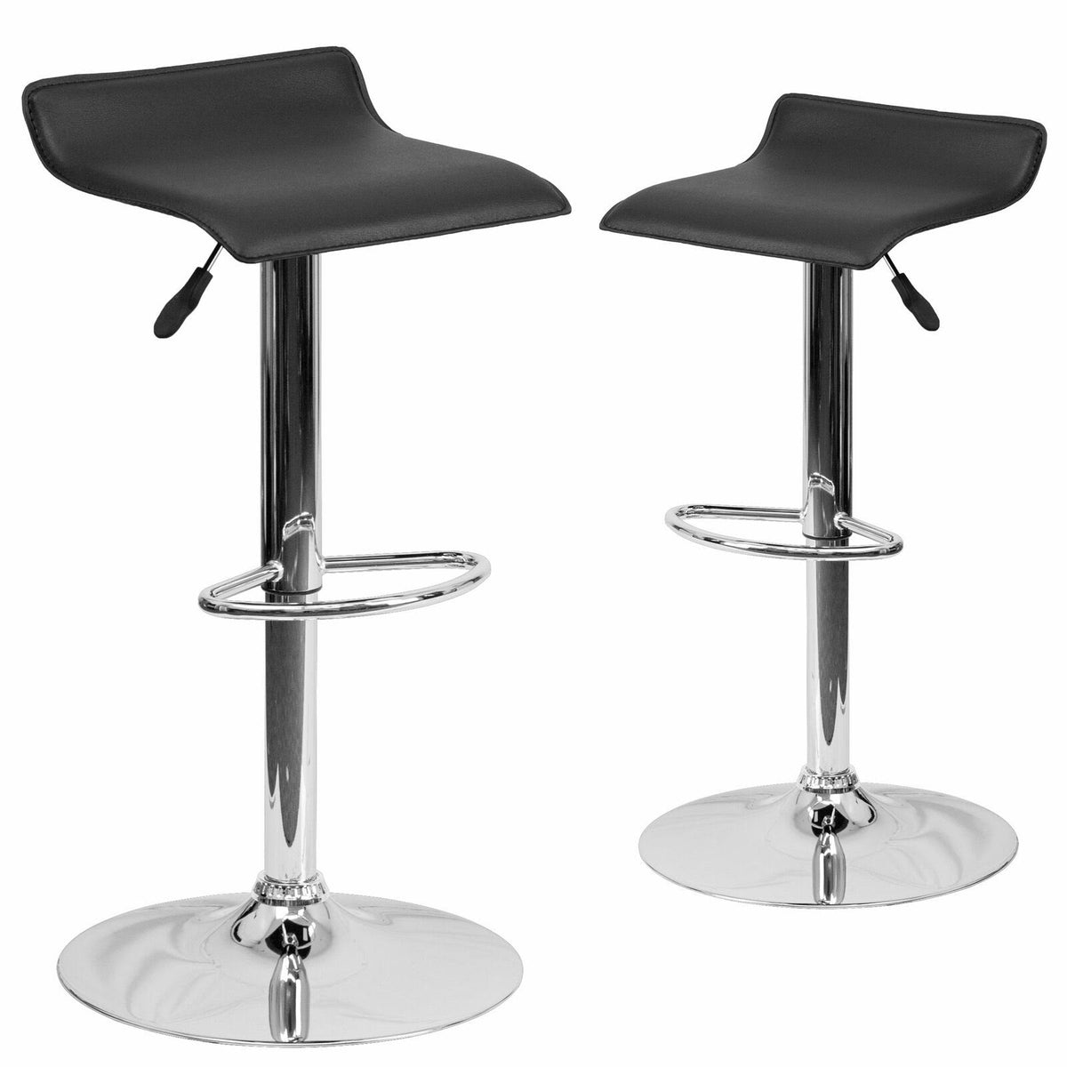 Black Vinyl Adjustable Height Barstool with Chrome Base H146304