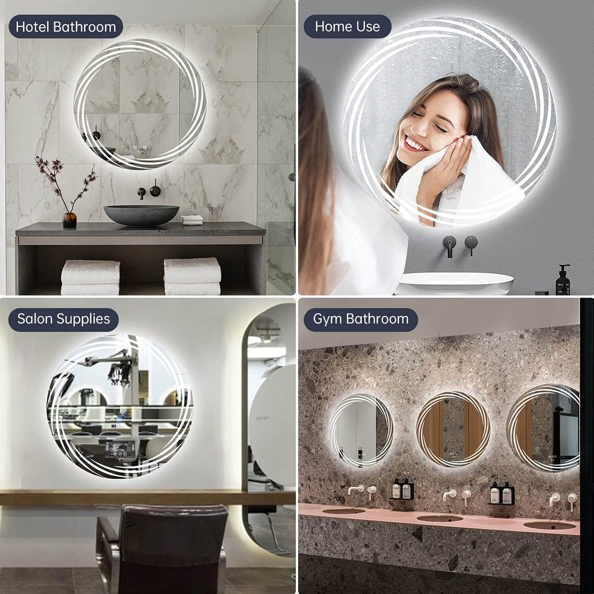 32 x 32 LED Backlit Anti-Fog Wall Mounted Bathroom Vanity Mirror T6230