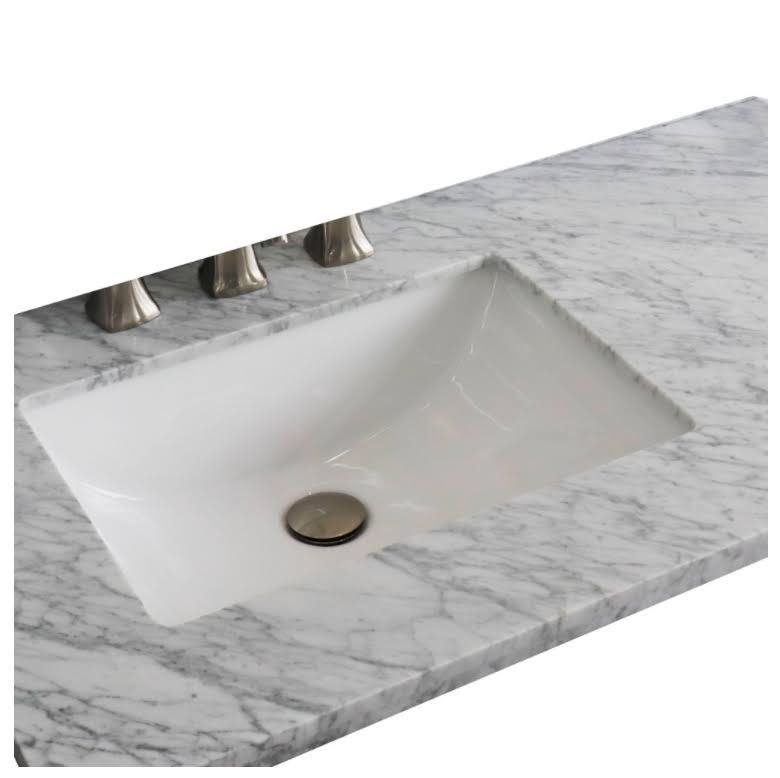 37 Inches White Carrara Top Rectangle Left Sink O61497