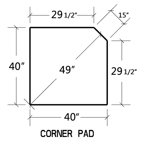 40'' x 40'' Single Cut Corner Hearth Pad Z135