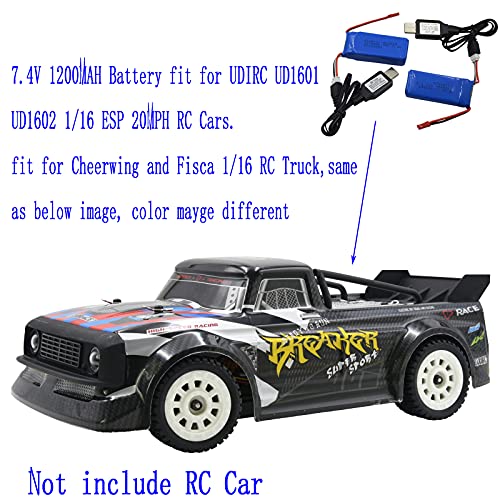 2 Pack 7.4V 1200mAH Lipo Battery Pack with JST Plug and Charger M3833