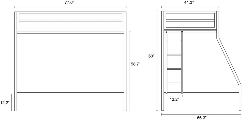 Twin Over Full Metal Bunk Bed with Removable Stairs V61587