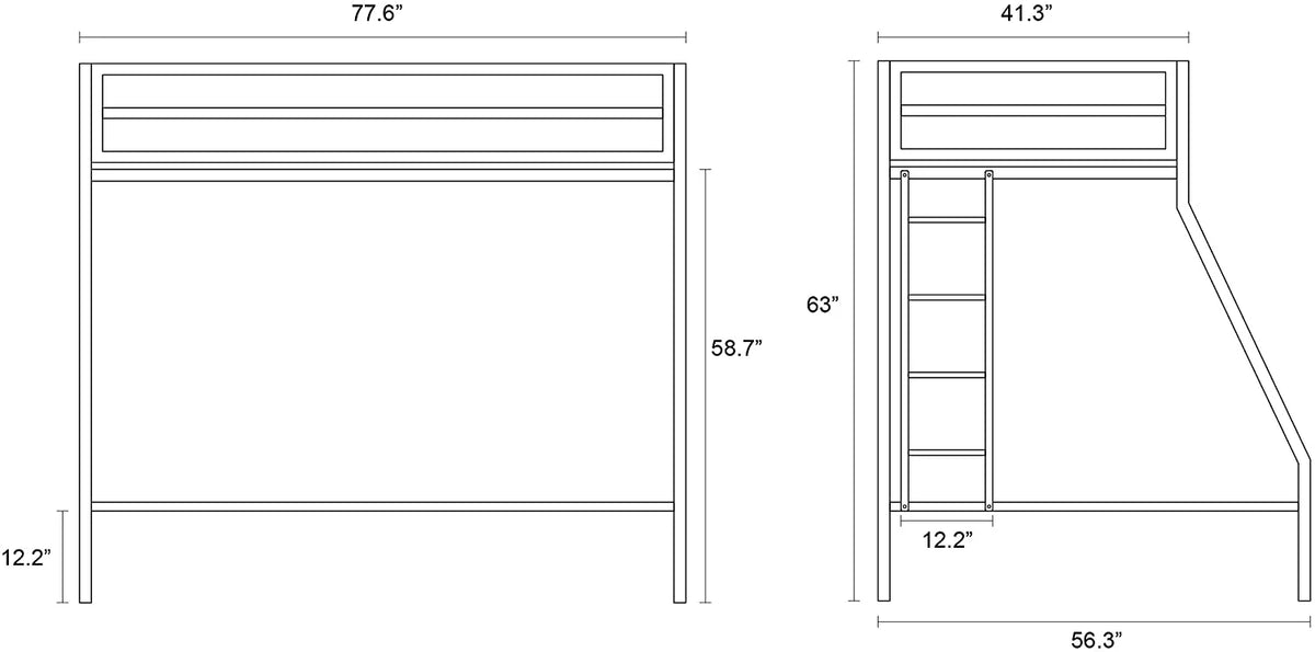 Twin Over Full Metal Bunk Bed with Removable Stairs V61587