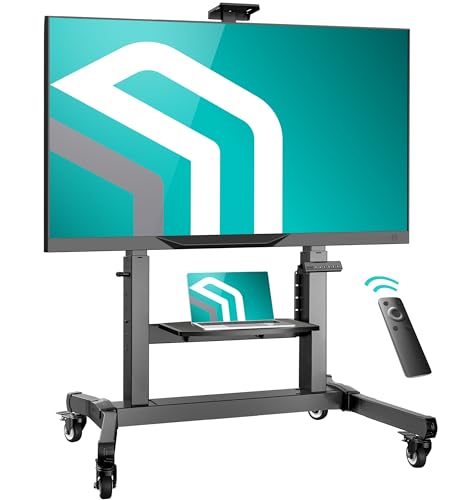 Motorized TV Stand on Wheels for 50-100 Inch TVs, up to 286 lbs, Adjustable Height Black N666