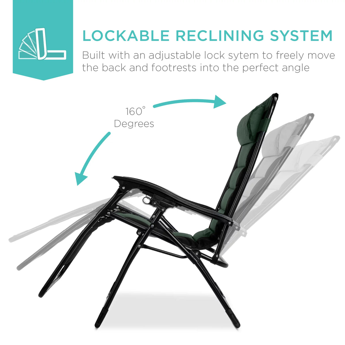 Oversized Padded Zero Gravity Folding Outdoor Recliner Q70224