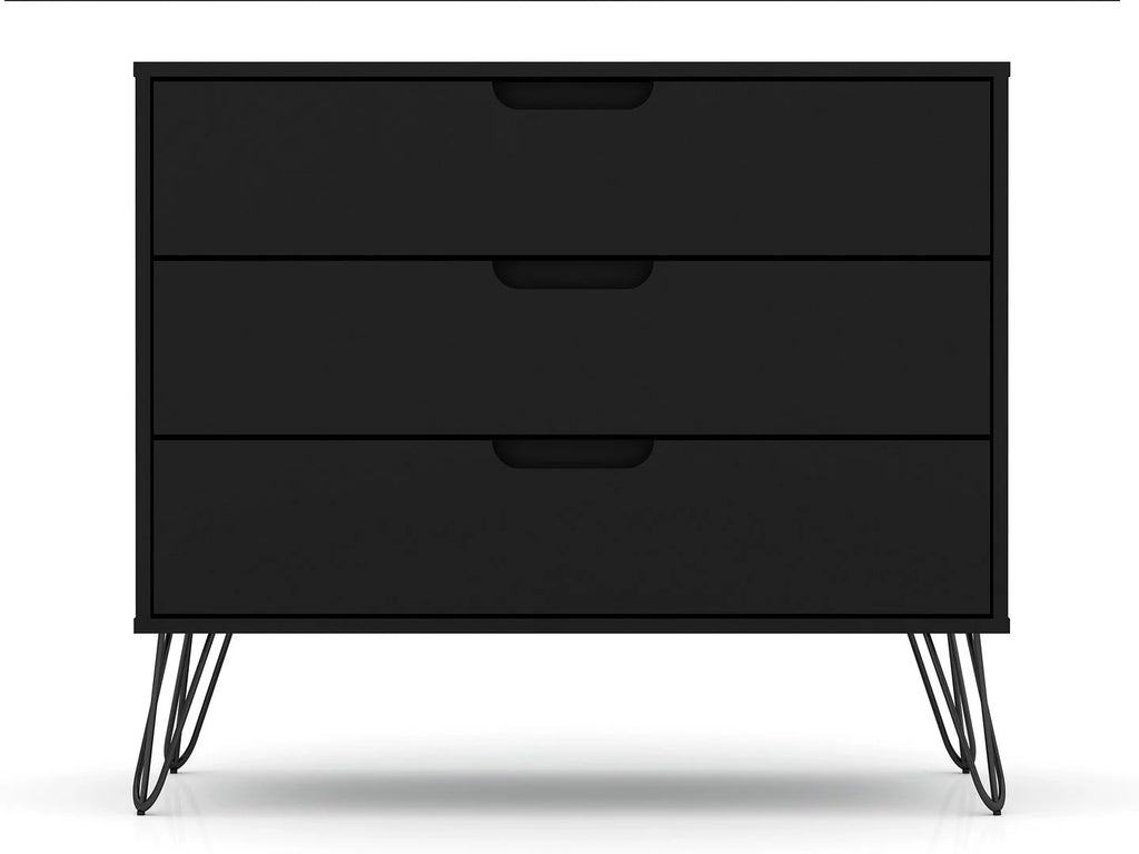 Black 3-Drawer Wood Dresser Set of 2 W34143