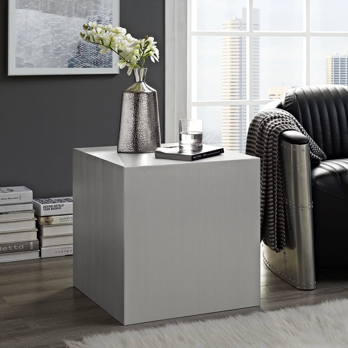 Silver Metal Side Table I76259
