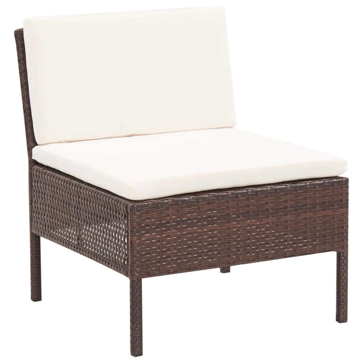 6 Piece White Cushioned Brown Poly Rattan Patio Sectional Set T765