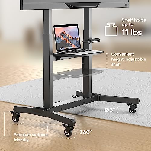Motorized TV Stand on Wheels for 50-100 Inch TVs, up to 286 lbs, Adjustable Height Black N666